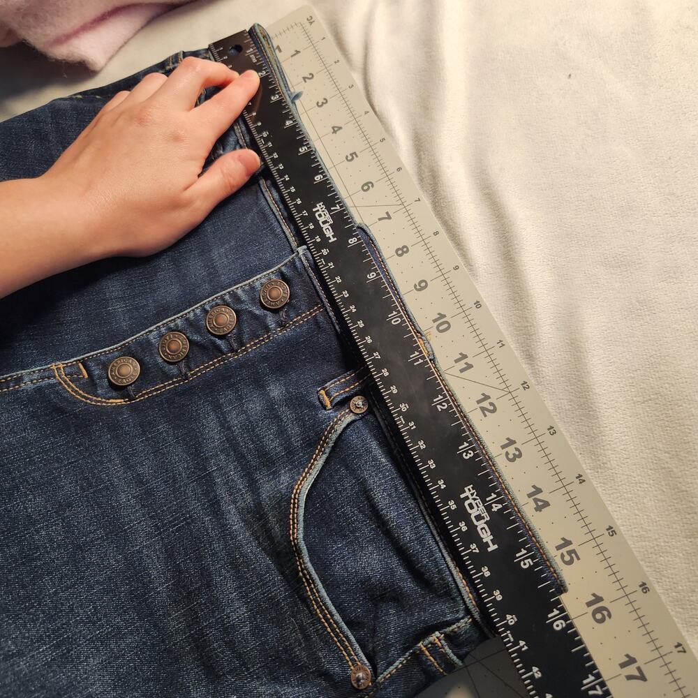 American Eagle Stretch Denim Blue Skinny Kick Bootcut Flare Jeans Size 8 Short - Picture 7 of 8